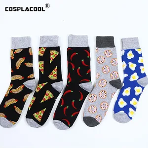 Носки мужские в стиле хип-хоп, классные Смешные с пиццей, уличный рисунок яйца, хот-дога, счастливые носки в стиле унисекс, для скейтборда