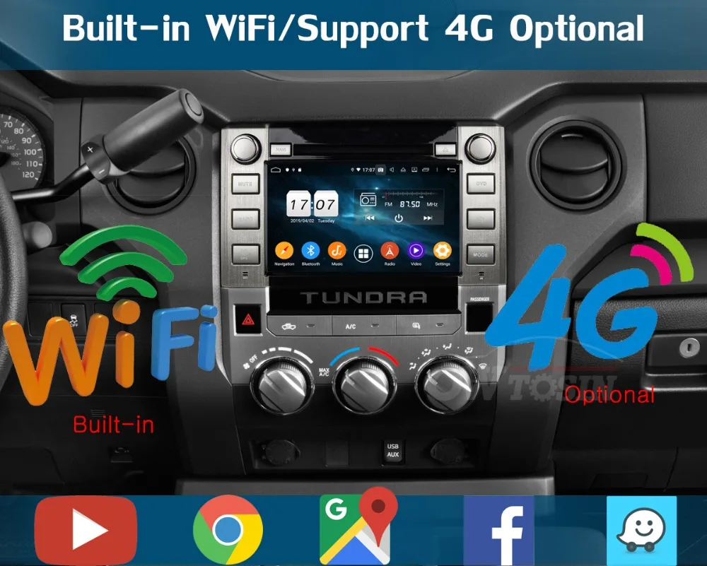" ips 1920*1080 8 Core 4G ram+ 64G rom Android 9,0 автомобильный dvd-плеер для Toyota Sequoia Tundra DSP радио gps Parrot BT