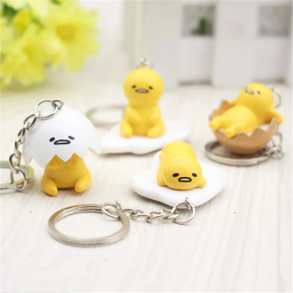 1pcs random color 4 шт./компл. ПВХ 4 см грустное яйцо Гудетама брелок подвеска брелок игрушка цвет: желтый, белый ленивый ПВХ фигурка брелок игрушка - Цвет: 1pcs random color