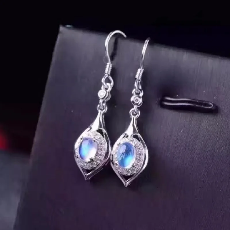 Uloveido женские серьги капельки с овальным лунный камень из стерлингового серебра
