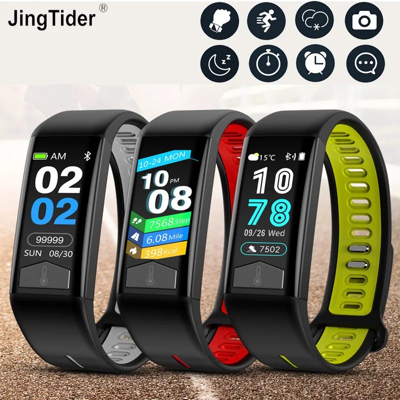 Смарт браслет T02 для измерения температуры тела водонепроницаемый фитнес трекер