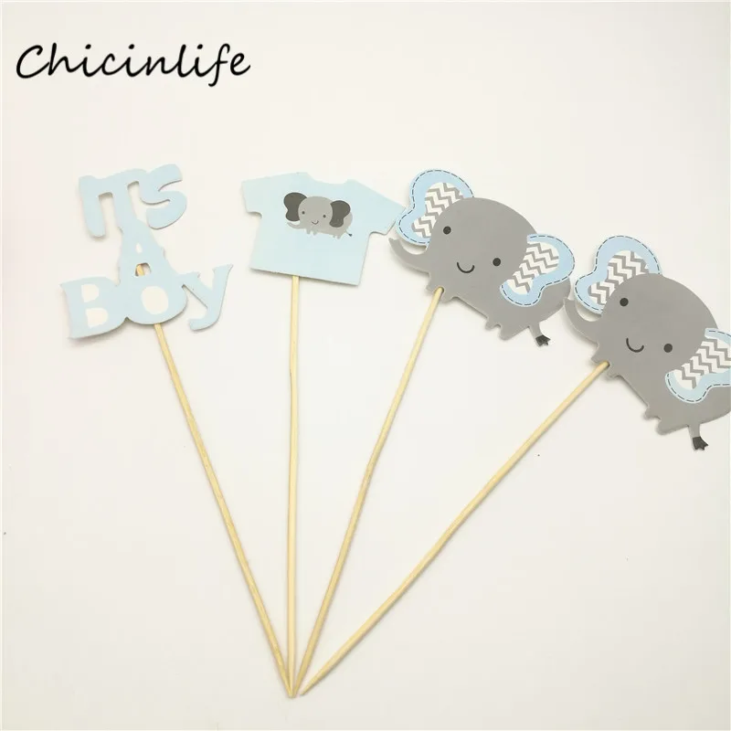 Chicinlife 4pcs Elephant It s a boy girl торт Topper Baby Shower детский день рождения украшение торта