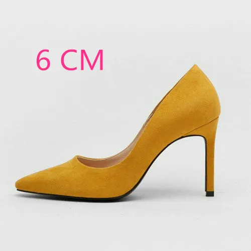 Yellow-6CM Heel Женские туфли-лодочки туфли на высоком каблуке женские пикантные вечерние туфли на шпильке 10 см с острым носком офисные женские свадебные туфли на высоком каблуке размера плюс - Цвет: Yellow-6CM Heel