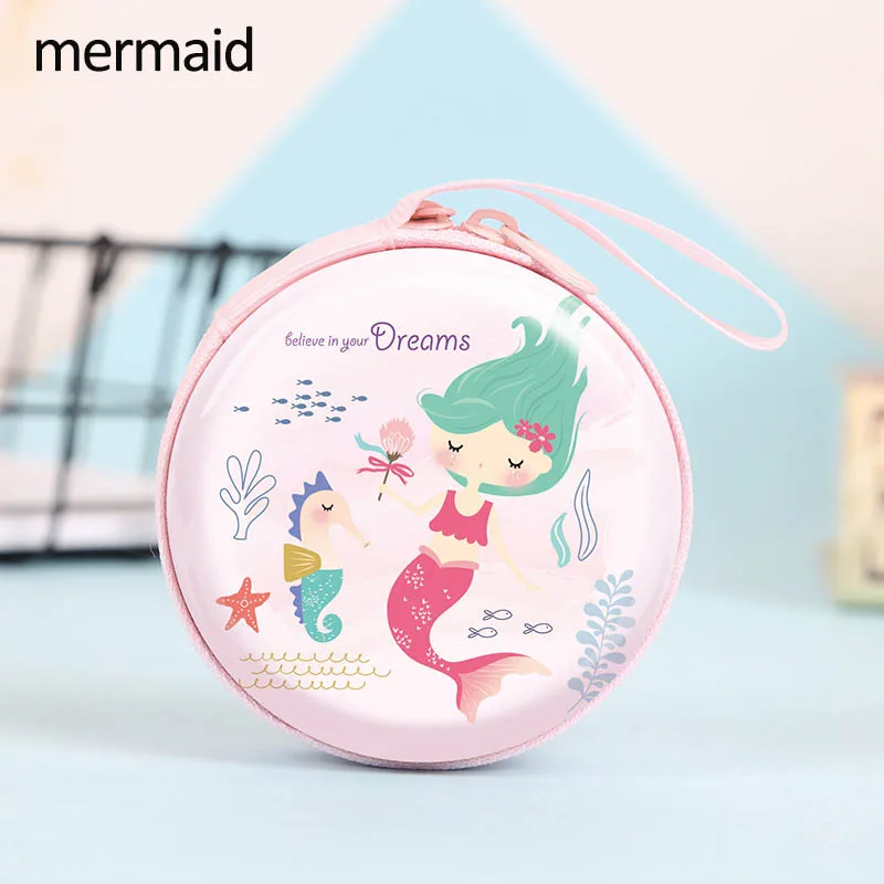 mermaid 1 шт. милые Мультяшные наушники коробка для наушников жестяная коробка для хранения наушников коробка для хранения карт памяти жесткая коробка сумка на молнии - Цвет: mermaid