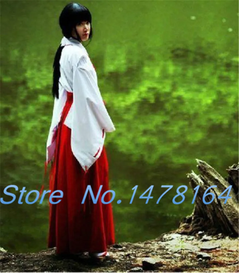 Новое японское аниме Inuyasha Kikyo кимоно для косплея костюм одежда бесплатная