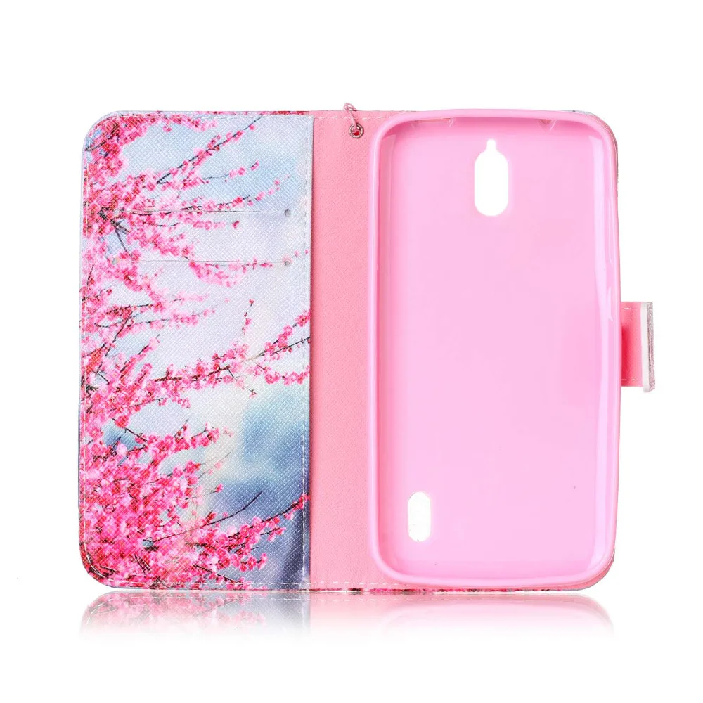 Розовый Сливы Цветок Дизайн Искусственная Кожа Флип Бумажник Стенд Крышка
