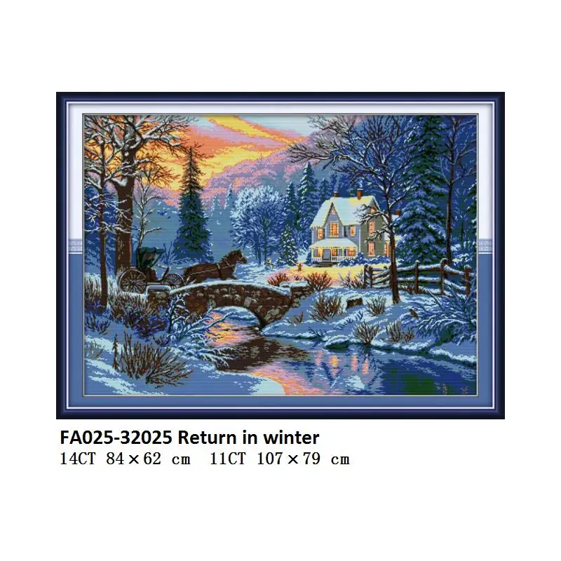 Cross Stitch FA025 Joy Sunday Вышивка крестом пейзаж родина 14 ct 11 ct Aida ткань DMC с принтом Холст Вышивка крестом нитки вышивка комплект - Цвет: Cross Stitch FA025