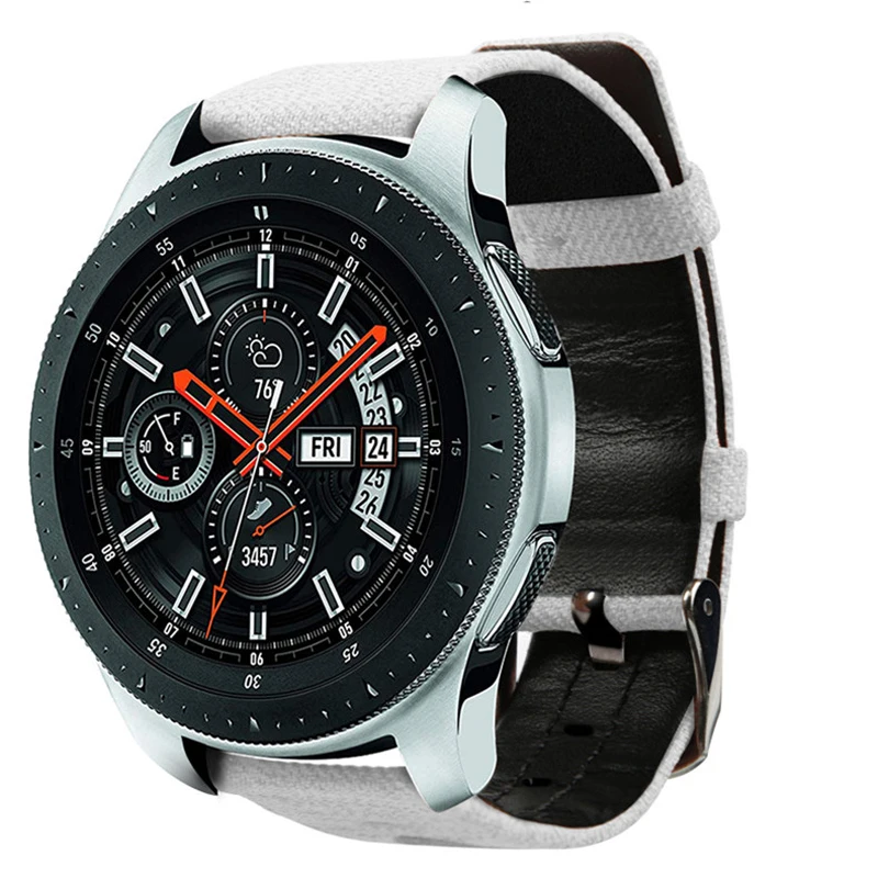 Спортивный нейлоновый+ кожаный ремешок для samsung Galaxy Watch 46 мм/gear s3, ремешок для часов, повседневный джинсовый холст, сменный Браслет 22 мм