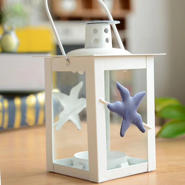 Кованые Подсвечники 4 ШТ./ЛОТ Средиземноморский Стиль ураган лампы Стеклянный