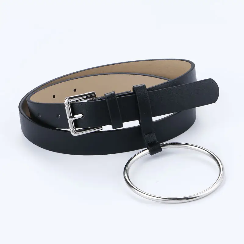 

Belts For Women Luxury Designer Leather Belt Strap Jeans Very Big Circle Decorate Popular Design Silver Pin Buckle Woman Mujer