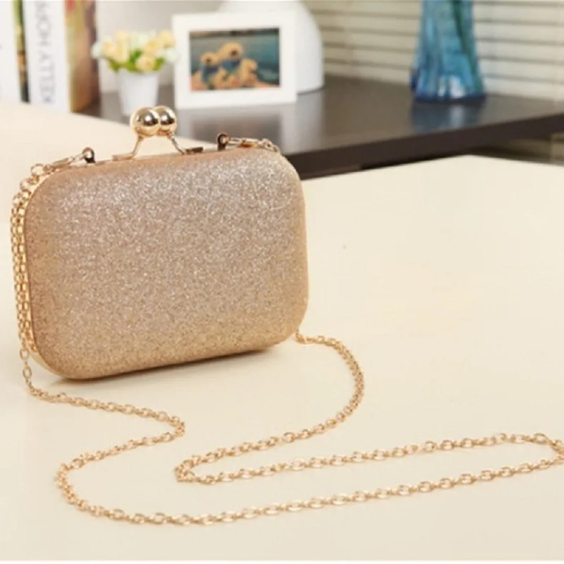 Evening Bag 2016 New Arrival Lady Women Party Wedding Glitter Chain Clutch Case Box Handbag Purses Elegant gold bag | Багаж и сумки