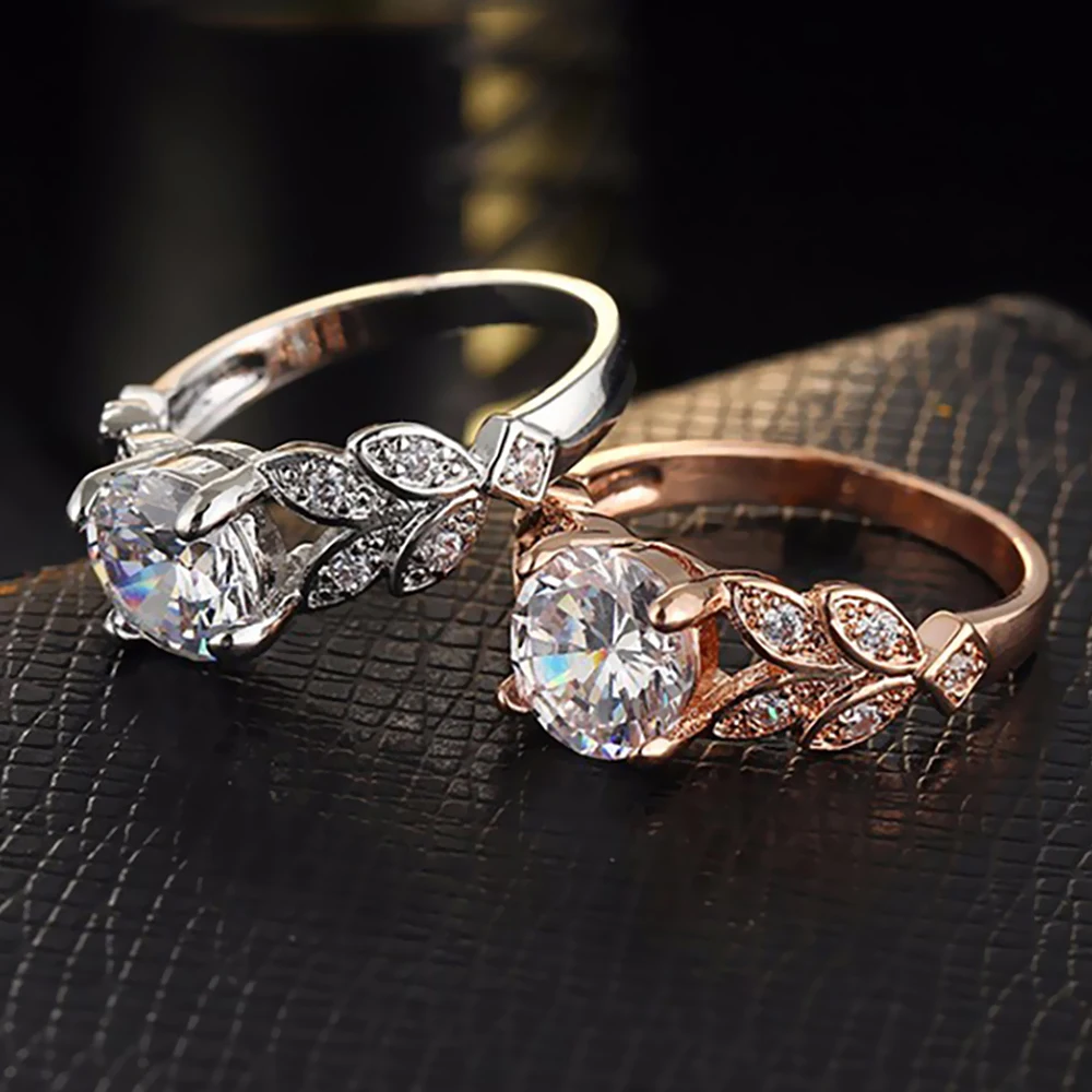 2019 Модный свадебный Кристалл Серебряное кольцо обручальное одно Золотое