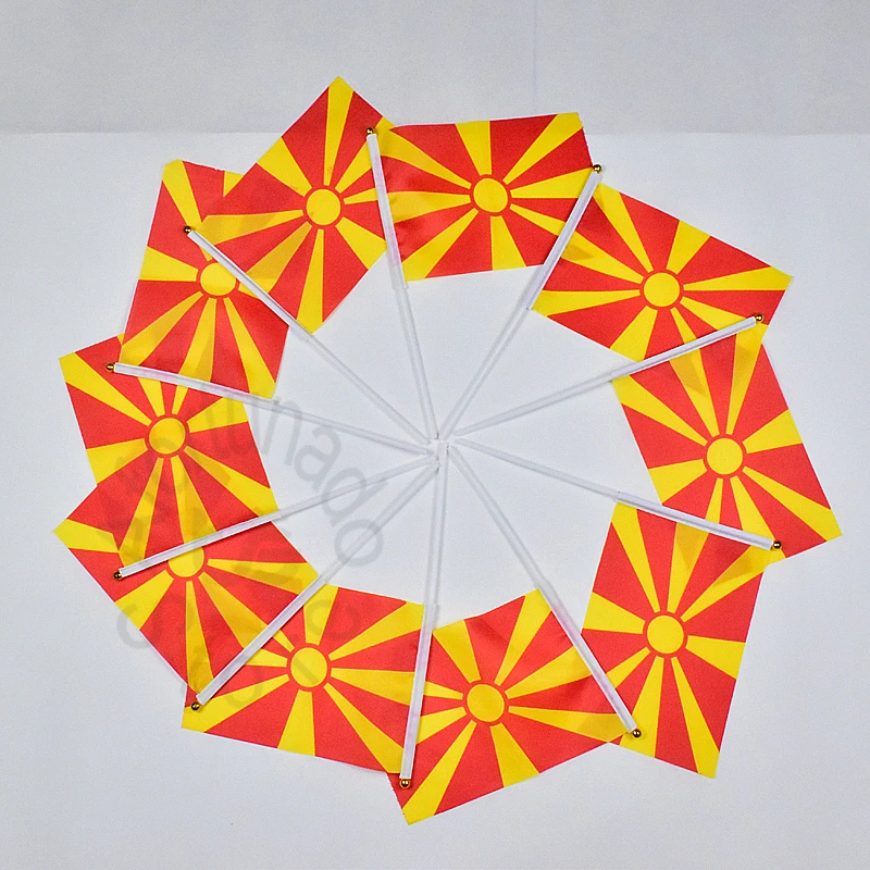 Macedonia 14*21cm flag Banner hand waving National Home Decoration banner | Дом и сад