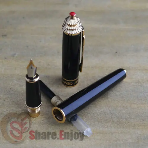 Авторучка Средний NIB черный и золотой JINHAO 18 с Пагода сверху | Канцтовары для офиса