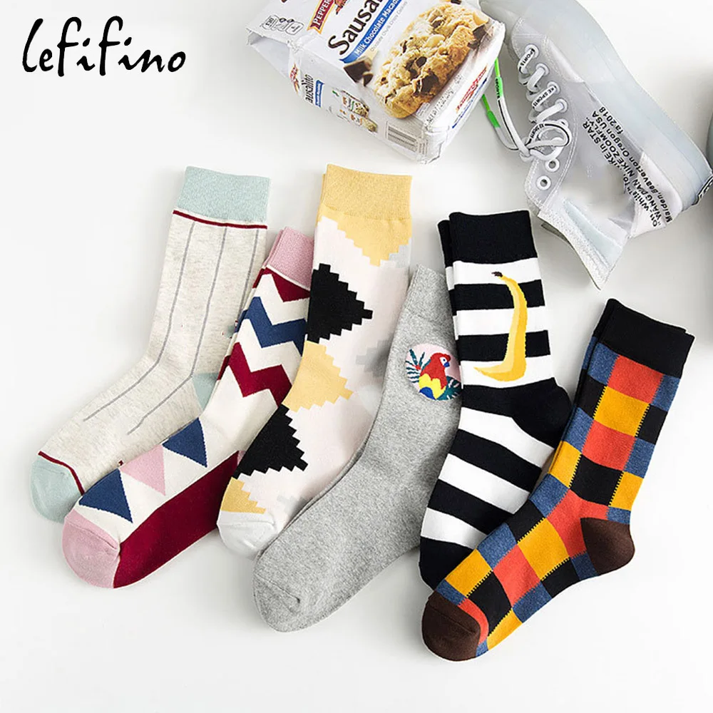 

Women Socks Cotton Cute Fresh Banana Fruit Socks Cartoon Parrot Happy Socks Lattice Colorful Stripes Hose Street Trend Socks