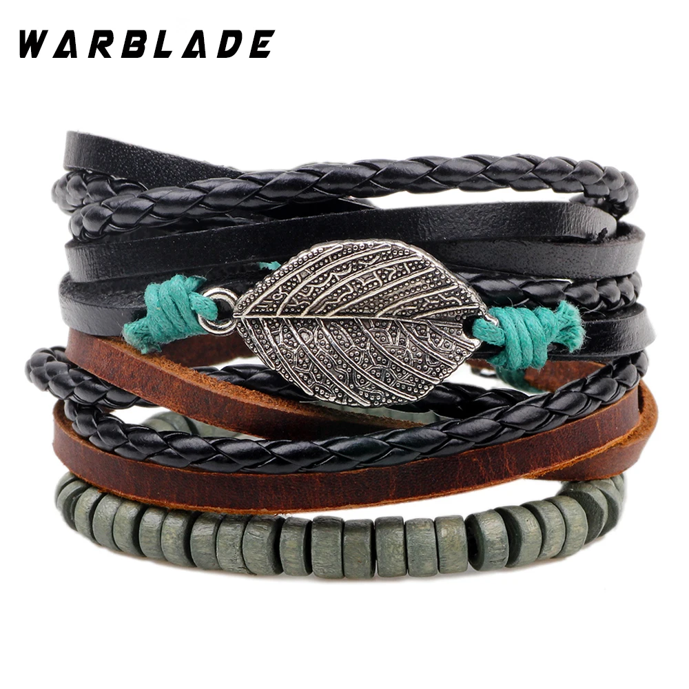 WBL винтажные Многослойные Кожаные плетеные женские браслеты браслет из
