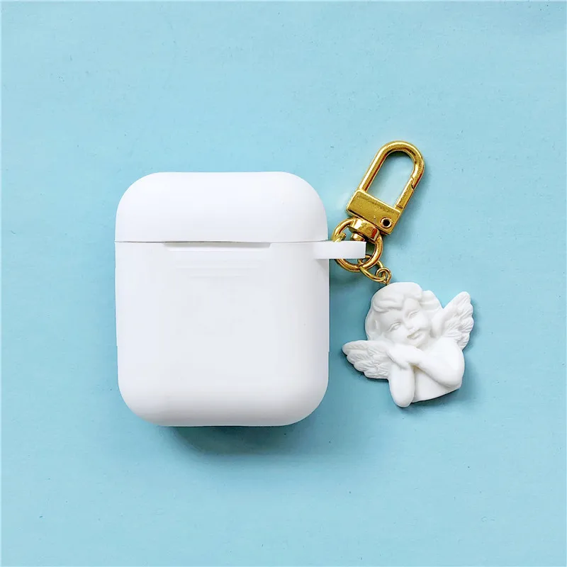 white Новое поступление, силиконовый чехол для Apple Airpods, аксессуары для bluetooth-наушников, защитный чехол Air pods с брелоком - Цвет: white