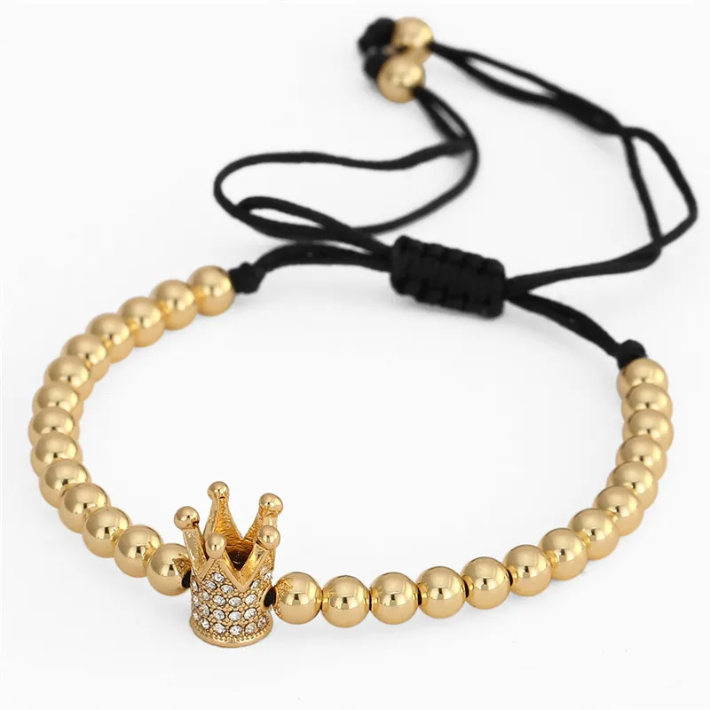 

Luxury Jewelry CZ Polygon Ball Crown Charm Copper Bead Macrame Handmade Men 3pcs Bracelets Set Bangles For Men Jewelry