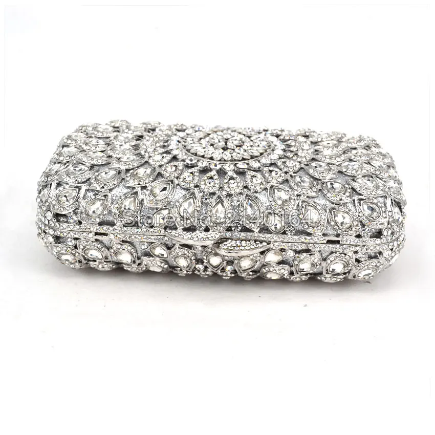 Металлический жесткий чехол Дамский прозрачный клатч с кристаллами вечерние