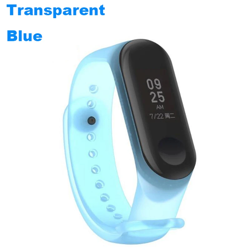 Transparent Blue Прозрачный mi band 3 ремешок для xiaomi mi3 смарт-браслет в едином положении во время занятий легкой атлетикой для mi band 3 ремешок замена силиконовые аксессуары - Цвет: Transparent Blue