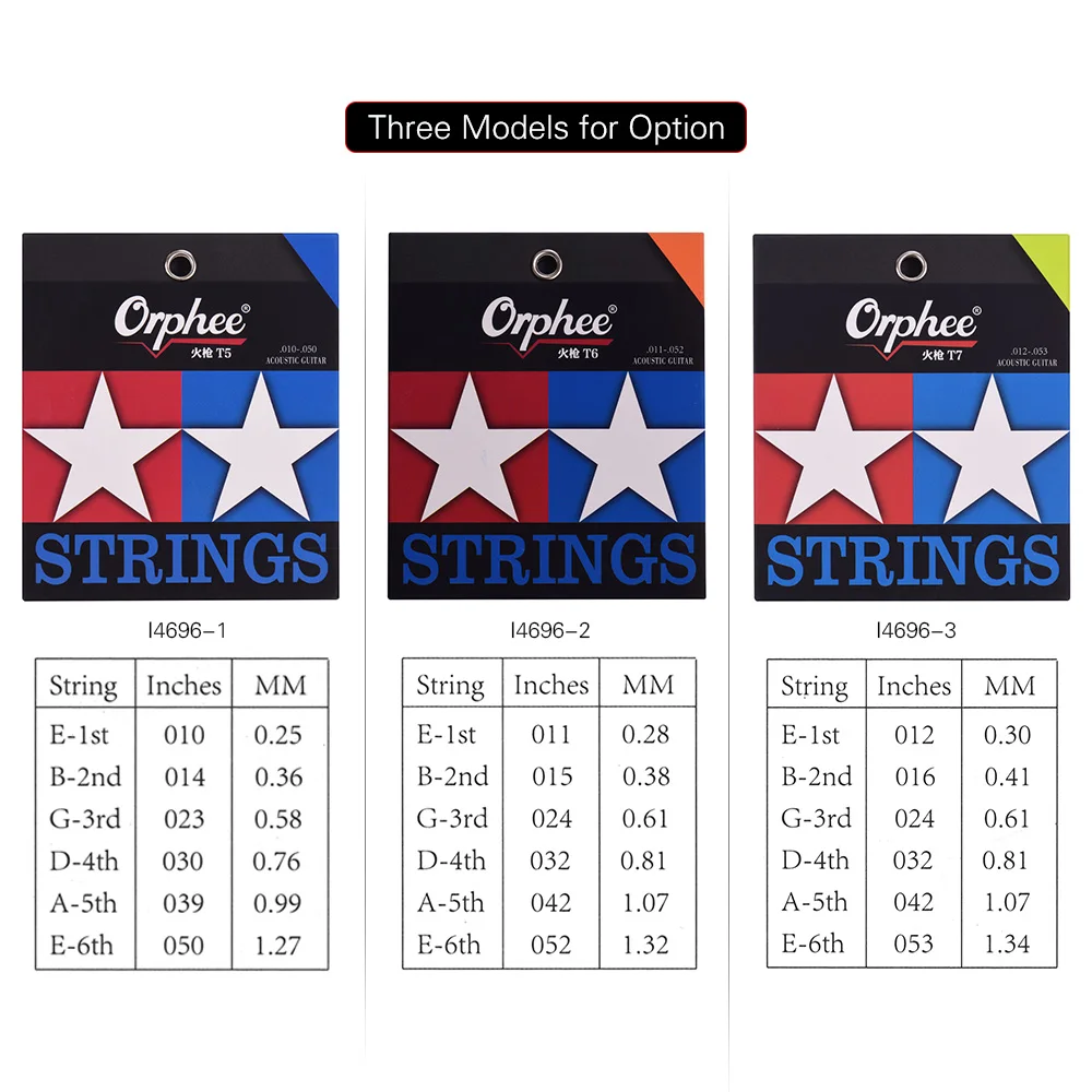 

6pcs T5/T6/T7 Strings for Guitar Guitar Strings Guitar Accessories Hexagonal Core Namo Coating Phosphor Bronze Winding