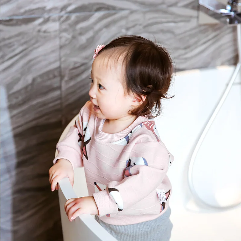 Бархатная детская футболка Зимние топы для младенцев Хлопковые рубашки девочек