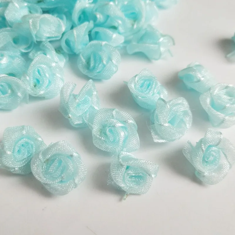 blue HL 50/200/400pcs 15 мм органза лента розовыми цветами для свадебных украшений украшения DIY аппликации; Прошитые вручную - Цвет: blue