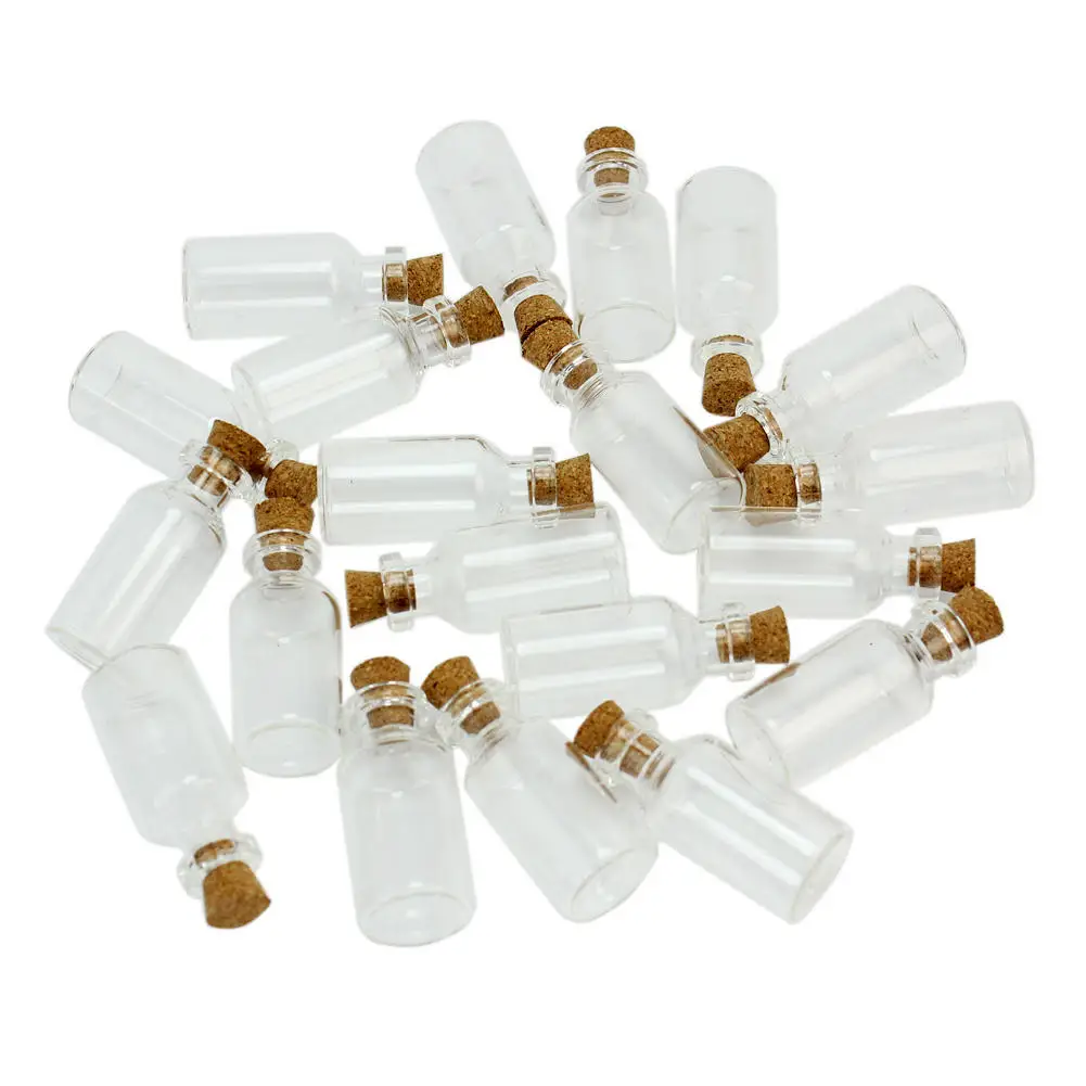 20 шт мини прозрачные пустые стеклянные бутылки 5 мл флаконы баночки с пробкой