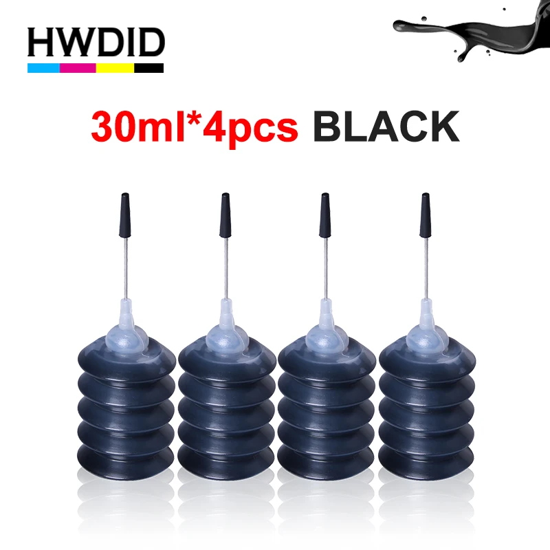 4 бутылки * 30 мл Черные универсальные чернила для заправки краски HP Canon Brother Epson Samsung