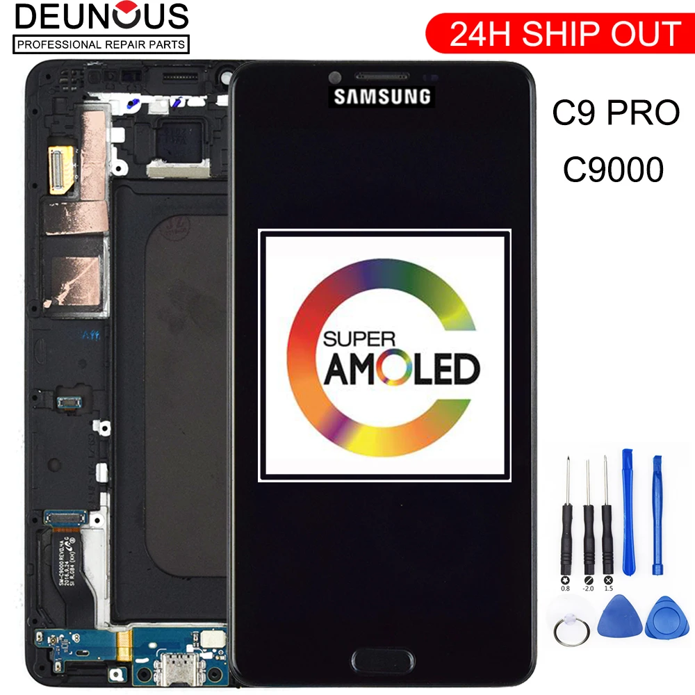 Оригинальный ЖК дисплей AMOLED 6 0 дюйма для SAMSUNG Galaxy C9 Pro сенсорный экран C9000 сменный