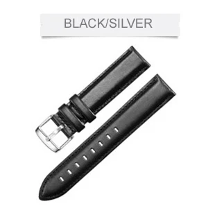 Black Silver Винтажный кожаный ремешок для часов, ремешок из натуральной кожи для часов, полностью зернистый кожаный ремешок для часов fajr WA-10 Harameen 6102, 18 мм, 20 мм - Цвет ремешка: Black Silver