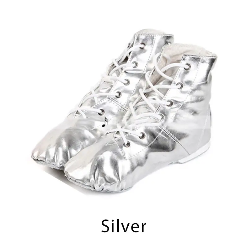 Silver Новинка; качественные танцевальные сапоги на мягкой подошве из искусственной кожи для джаза; Танцевальная обувь на плоской подошве для женщин и девушек; Танцевальная обувь для танцев на шнуровке; цвет золотой, серебряный - Цвет: Silver