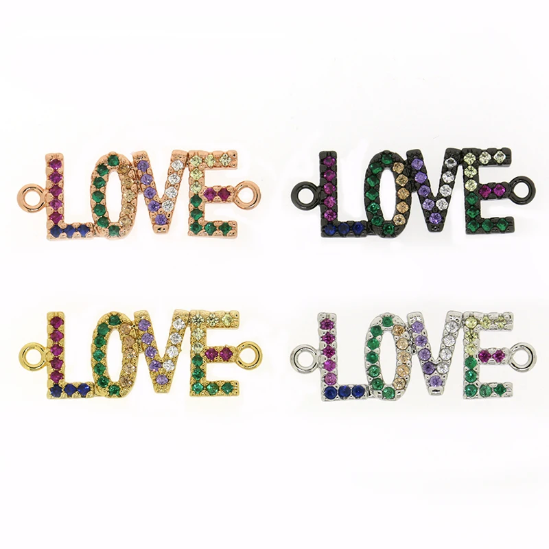 

4pcs/set New Arrival Jewelry Making Findings Copper Colorful CZ Beads Connector Components for DIY Charm Jewelry