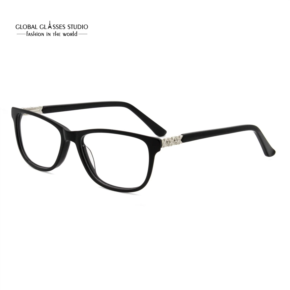 

New Female Black Cat Eye Plate Optical Frame Glasses Model JQW-1708-C1