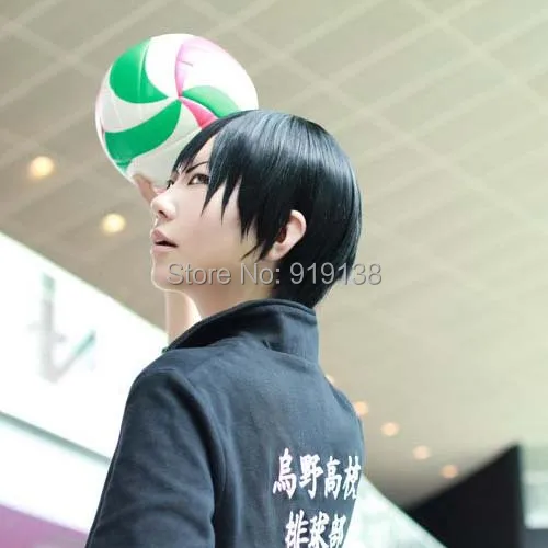 Haikyuu кагеяма tobio черный короткая косплей полный парик поддержка |