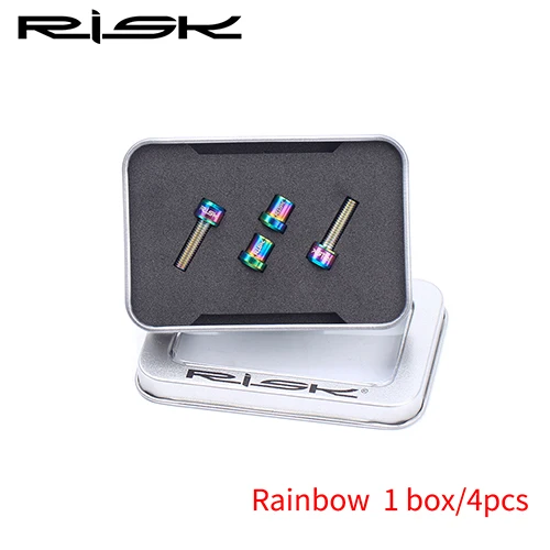 rainbow Risk MTB дорожный карбоновые болты для выноса руля и набор гаек M5* 18 мм TC4 винты из титанового сплава с не легко потеряется Шайба Черный Радуга золото - Цвет: rainbow
