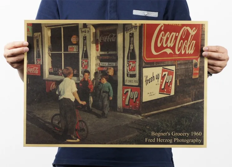 Фото Уличный магазин в США 1960 оберточная бумага винтажном стиле настенный киноплакат