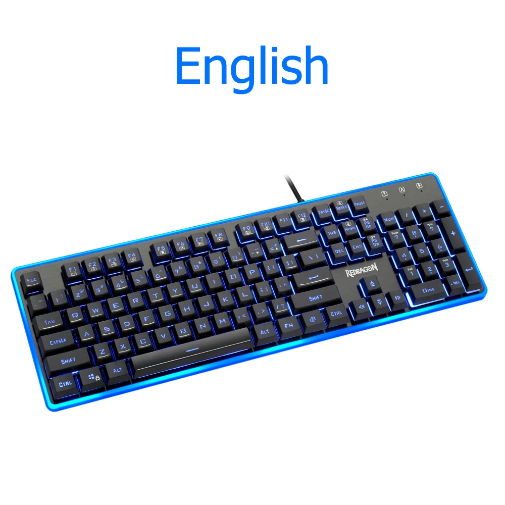 K509 Redragon K509 USB игровая Мембранная Клавиатура эргономичный 7 цветов светодиодный с подсветкой клавиши полный ключ анти-ореолы 104 проводной ПК компьютер геймер - Цвет: K509