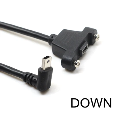 Down Mini-USB крепление на панели, тип Mini USB 5Pin штекер к женскому удлинительному адаптеру кабель угловой с винтами 30 см 50 см - Цвет: Down