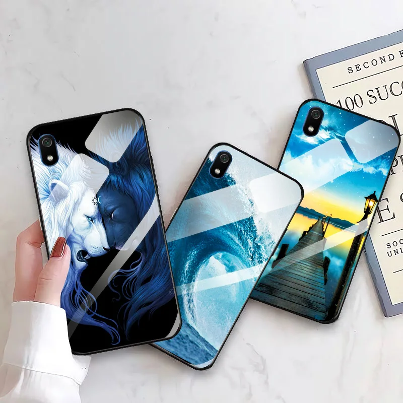 Чехол для телефона из закаленного стекла Xiaomi Redmi 7 чехол на заднюю панель с мягким