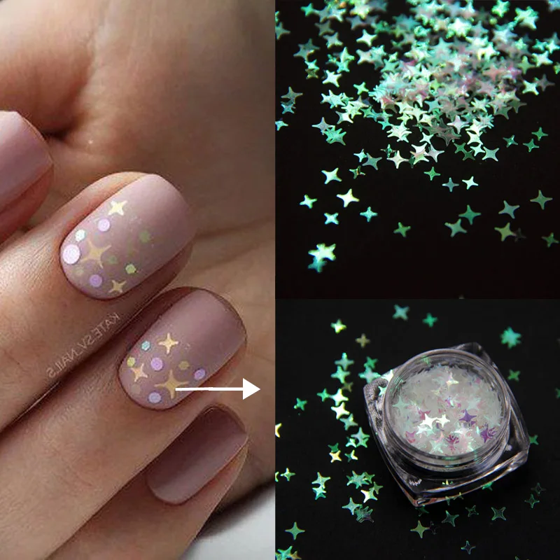 1jar Nail Art AB блестки микс сердце круглый акриловый блеск шестигранный лак для ногтей блестки голографическая звезда украшения для ногтей разные размеры