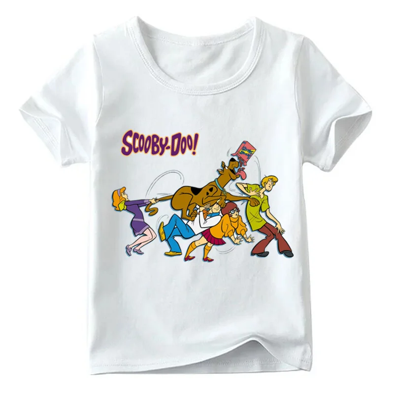 Футболка для маленьких мальчиков и девочек с героями мультфильмов Scooby Doo Mystery Machine детская забавная одежда летние детские топы с короткими рукавами ooo5085