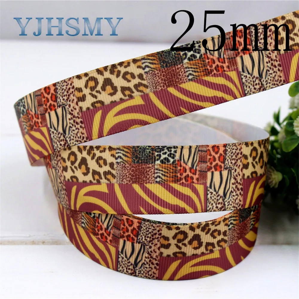 YJHSMY H-17411-1121 10 ярдов 25 мм 22 Леопардовый принт ленты grosgrain свадебный подарок