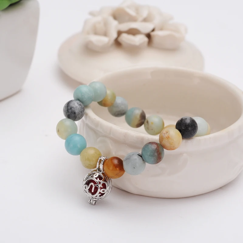 Simple ladies elastic rope 8mm natural bracelet can open 12 constellation fragrance diffuser pendant gift jewelry | Украшения и