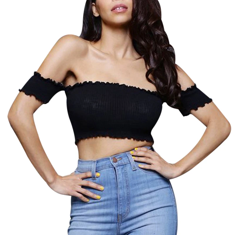 Новая женская футболка с открытыми плечами сексуальное бюстье для вечеринок