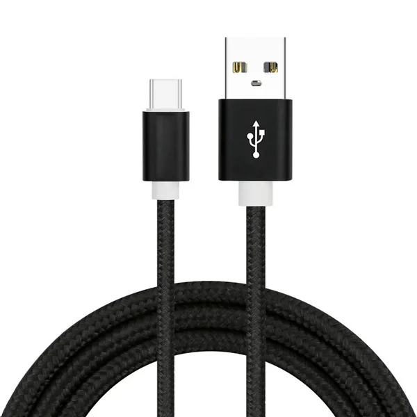 Тип C кабель 3 м 2 м 1,5 м Usb C для изготовления нейлоновых кабельных Cabos Usb для samsung Galaxy Note 10 плюс мобильный Motorola Тип C Usbc зарядный кабель - Цвет: black