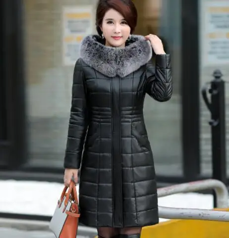 Gray fur black Утепленная зимняя куртка размера плюс 7XL 8XL, Женская куртка с меховым воротником и капюшоном на белом утином пуху, теплая куртка, женская тонкая Длинная парка Yp1251 - Цвет: Gray fur black