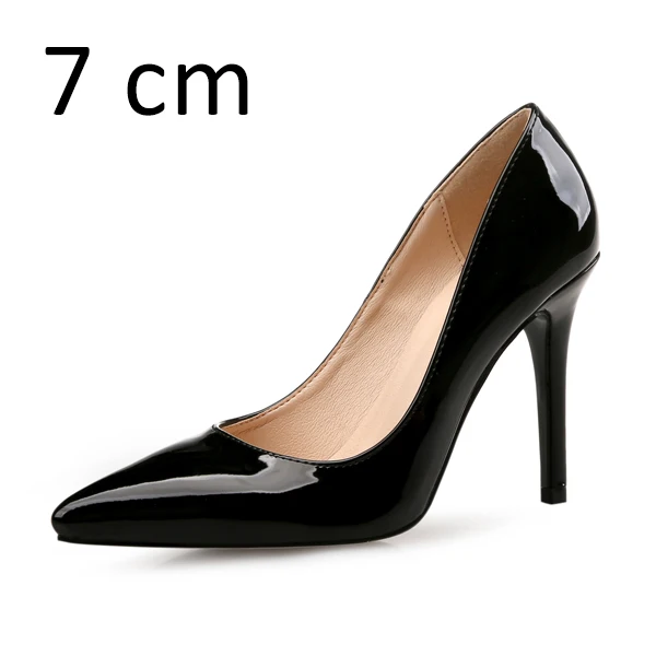 Black Pumps 7cm Брендовая обувь на высоком каблуке; женские туфли-лодочки из натуральной кожи; обувь для вечеринок; женская обувь с острым носком; сезон весна-осень; женские туфли-лодочки размера плюс; Цвет Черный - Цвет: Black Pumps 7cm