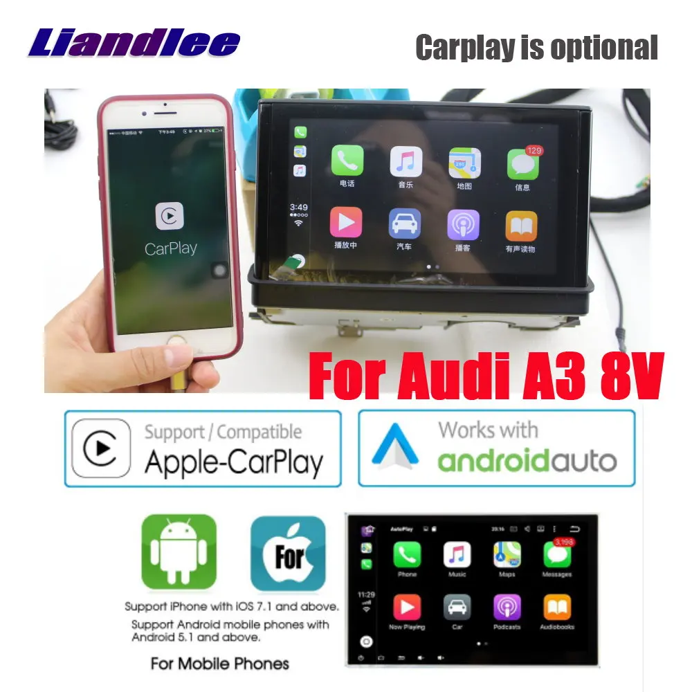 For A3-Carplay Liandlee Android для Audi A3 8V 2012~ автомобильный стиль Carplay Зеркало Ссылка плеер камера экран карта gps Navi навигация - Цвет: For A3-Carplay