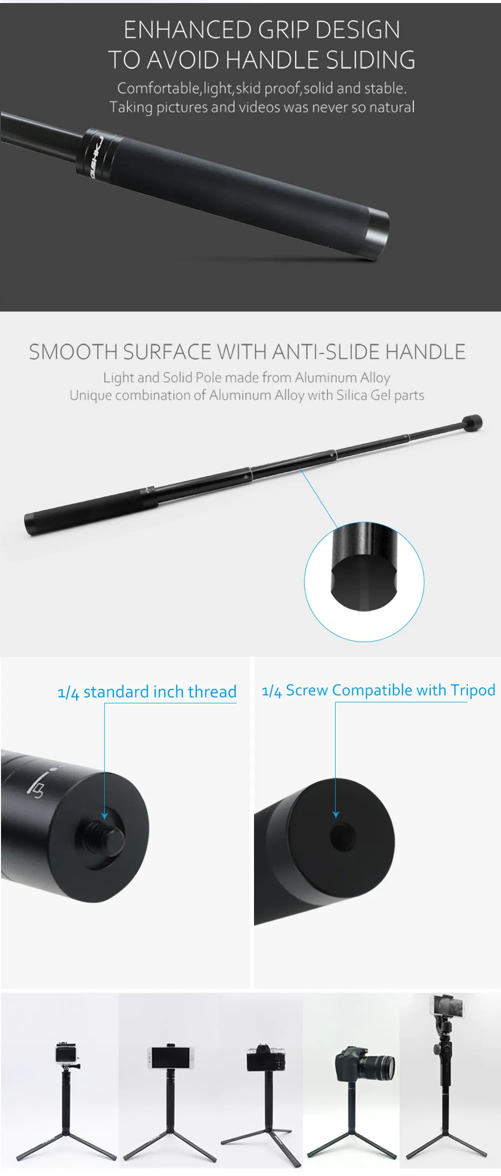 Удлинительная палка для OSMO Mobile 2 Zhiyun Smooth Q 4 DJI OSMO Action GOPRO OSMO Pocket Insta 360 One X Stick Аксессуары